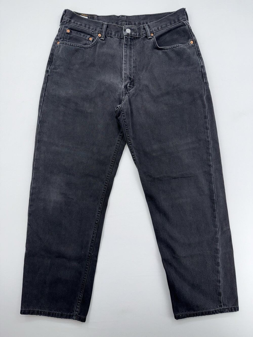 Levis 550 Relaxed Straight Fit Black Denim Jeans Mens Size Actual 36x32